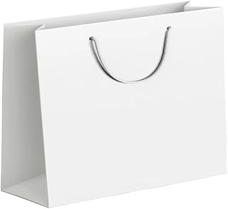 AIMALL White Paper Bags, 250g Cardboard with Cotton Handles,