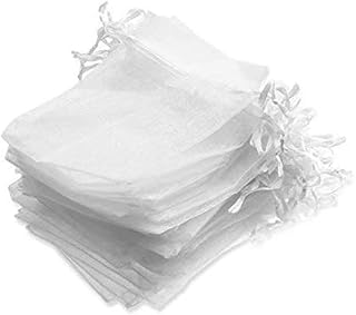 100 Pack White Organza Gift Bags, 4x5 inches
