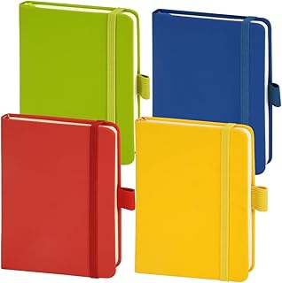 4Pcs Pocket Notebook, FHDUSRYO Small Hardcover Notebook,