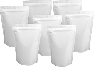 Chamigon 100 Pack Matte White Mylar Stand Up Bags