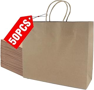 Vivva Kraft Paper Bags 50Pcs Gift Paper Bags with Handles