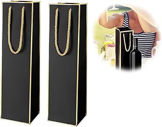 Black Wine Gift Bags with Handles, Champagne Wine Bags Gold Foil