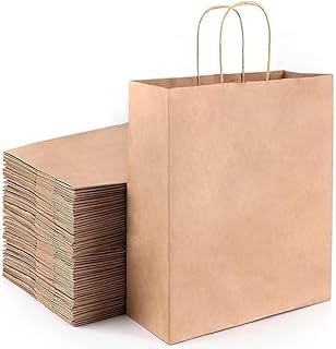 Jindizi 50 Pcs Kraft Paper Gift Bags with Handles