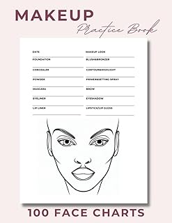 Makeup Practice Book: Black Woman Face Charts & 100 Blank Templates