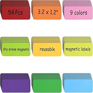 54pc Magnetic Dry Erase Labels, 9 Colors