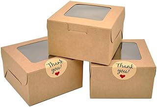 50 Pack Brown Bakery Boxes, 4x4x2.5 Inches