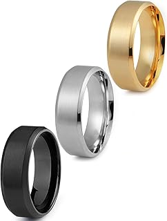 Kakonia Men's Stainless Steel Wedding Rings 8MM Band Set