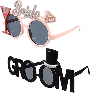 Bride Groom Glasses Photo Booth Props - 4 Pcs