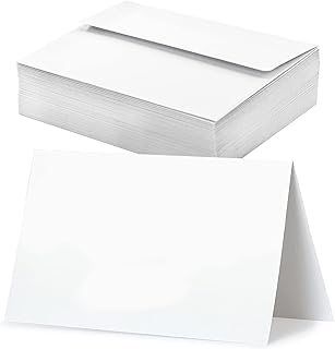 VANRA White Blank Greeting Cards 100 Pack with Envelopes