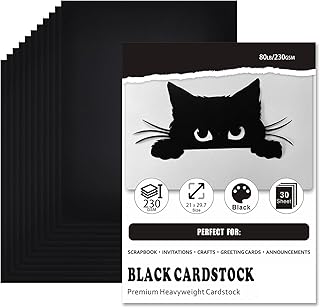 30 Sheets Black Cardstock A4 Paper
