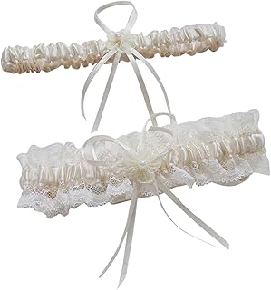 Pearl Stretch Lace Wedding Garter Set