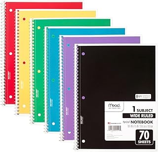 Mead Spiral Notebook, 6 Pack, 1-Subject