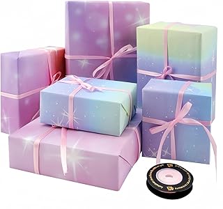 ZCOINS Aurora Rainbow Gradient Wrapping Paper 4 Sheets