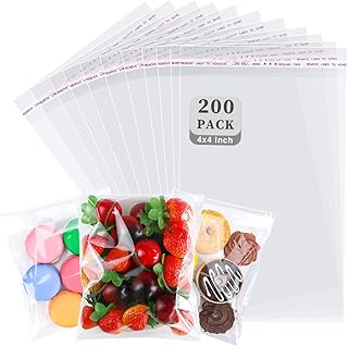 200 Pcs 4x4 Inch Clear Self Sealing Celloph