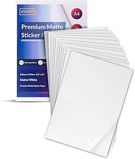 Avarrix A4 Matte White Sticker Paper, 100 Sheets