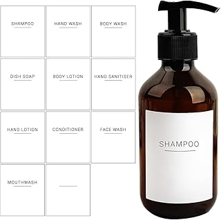 22 PCS White Waterproof Bottle Labels for Bathroom Dispensers