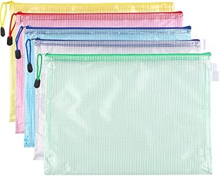 5 Pcs Mesh Zipper Pouch Document Bag