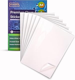 Avarrix Printable Vinyl Sticker Paper, Frosted Clear Glossy,