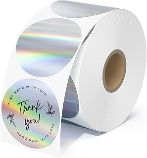 MUNBYN 2 Inch Holographic Silver Thermal Sticker Labels