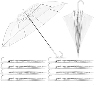 10 Pcs Clear Wedding Umbrellas 37'' Bulk Auto Open Stick Umb