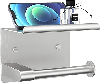 GLNLQ Brushed Nickel Toilet Paper Holder Wall Mount with Shelf