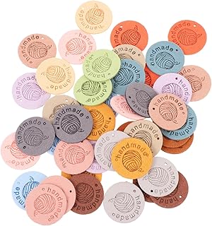 45pcs Round Leather Handmade Embossed Tags