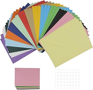 45 Pack Colorful Envelopes with Transparent Sealing Sticker