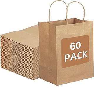Brown Kraft Paper Gift Bags 60Pcs 21 * 11 *