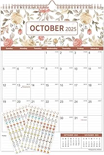 2025-2026 Wall Calendar, Monthly Hanging Calendar with Stickers and