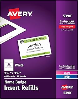 Avery Name Badge Inserts, 2.25