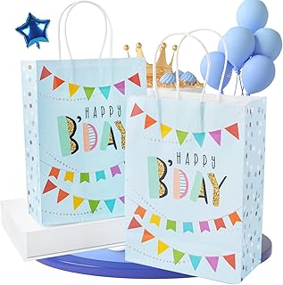 25Pcs Happy Birthday Kraft Paper Favor Bags with Handles