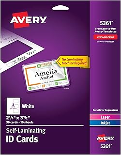 Avery Self-Laminating ID Cards, 2.25