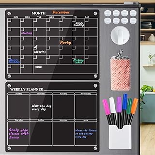 Acrylic Magnetic Fridge Calendar & Weekly Dry Erase Board