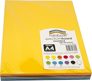 Rainbow A4 Coloured Cardboard 100 Sheets