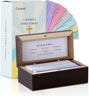 Colaski Bible Verse Cards Box Set with Wooden Box