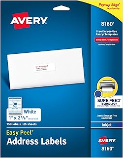 Avery Easy Peel Address Labels, 1″ x 2-5