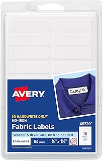 Avery No-Iron Fabric Labels, White, 45 x 13