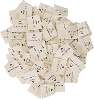 Handmade with Love Fabric Labels, 100 PCS Textile Sew-on Labels