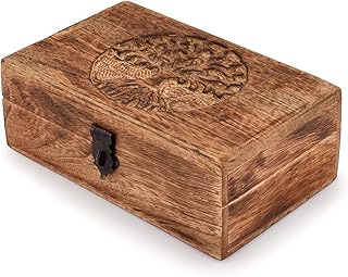 Samhita Mango Wood Tree of Life Keepsake Box Jewelry Organizer
