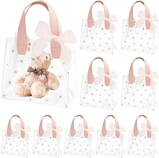 10 Pack Clear Gift Bags with Handle, 7.87 x 7
