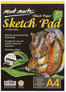 Mont Marte 140gsm Black Paper Sketch Pad, A4 Size