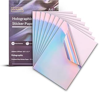 Avarrix Printable Vinyl Sticker Paper, Holographic Glossy,