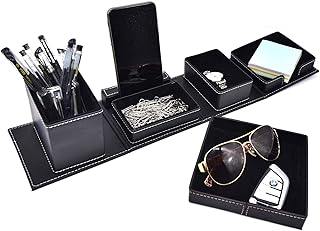 Black Leather Office Supplies Organizer