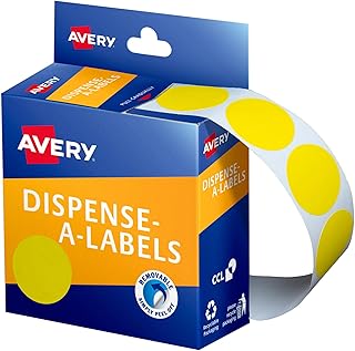 Avery Yellow Circle Labels, 24 mm, 500 Labels