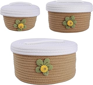 Set of 3 Large Covered Storage Baskets
