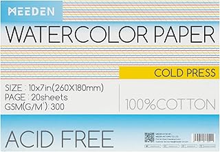 MEEDEN Watercolour Paper Block, 100% Cotton, 20