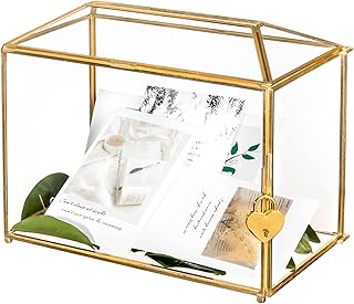 NCYP 26cm Gold Geometric Glass Card Box