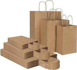 Toovip 90 Pack Kraft Paper Bags with Handles