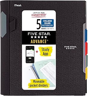 Five Star 5 Subject Spiral Notebook with Study App