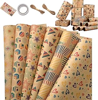 Brown Gift Wrapping Paper 6 Sheets